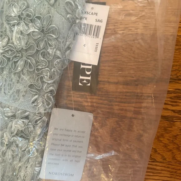 Xscape Floral Lace Dress in Soft Blue - Picture 4 of 5